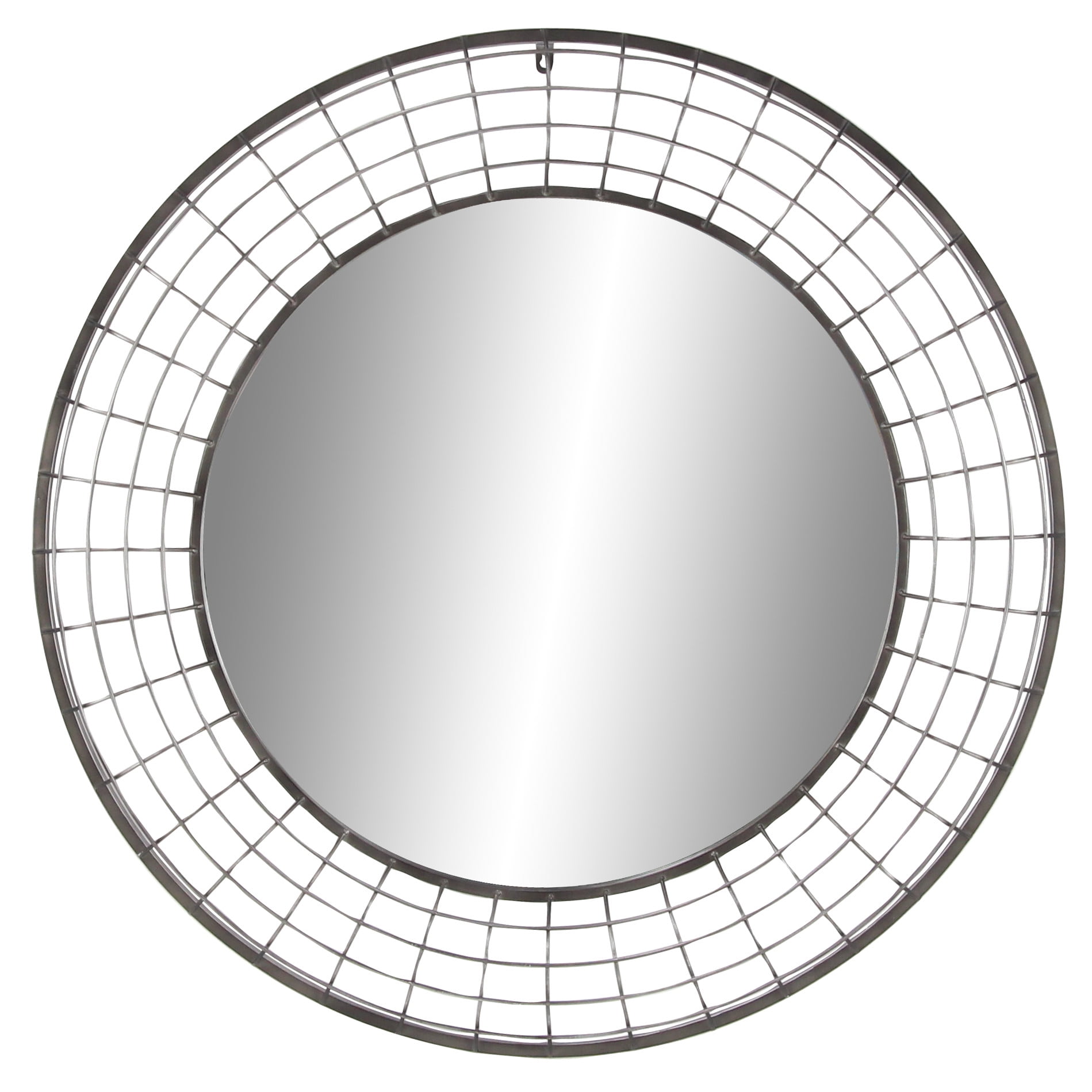 Sleek 36" Black Iron Round Wall Mirror for Industrial Elegance