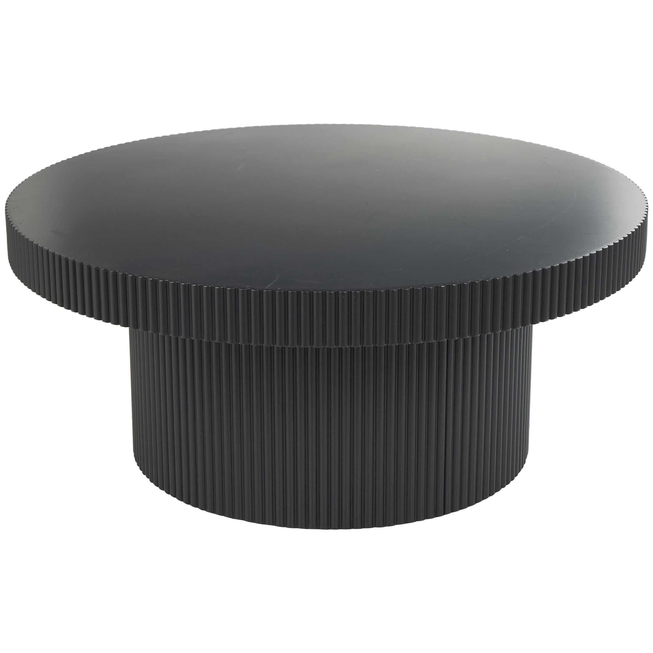 DecMode 36" x 16" Black Wooden Dimensional Ribbed Coffee Table, 1-Piece