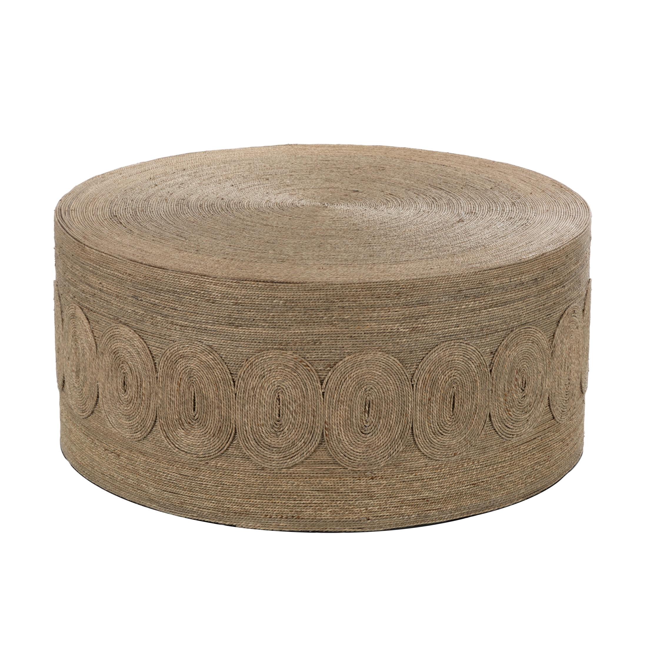 DecMode 36" x 17" Brown Seagrass Handmade Woven Coffee Table with Round Weave, 1-Piece