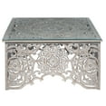 thumbnail image 1 of DecMode 36" x 19" White Wood Handmade Intricately Carved Floral Coffee Table with Clear Glass Top, 1-Piece, 1 of 10
