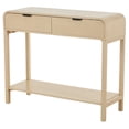 thumbnail image 1 of DecMode 36" x 30" Beige Wood Handmade 2 Drawer Console Table with Black Handles, 1-Piece, 1 of 9