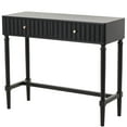 thumbnail image 1 of DecMode 36" x 30" Black Wood Handmade 2 Drawer Console Table with Gold Handles, 1-Piece, 1 of 9