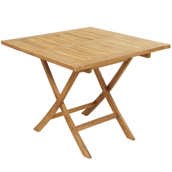 DecMode 36" x 30" Brown Teak Wood Slatted Outdoor Dining Table, 1-Piece