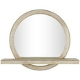 thumbnail image 1 of DecMode 36" x 30" Light Brown 1 Shelf Wall Mirror with Silver Beaded Outline, 1 of 13