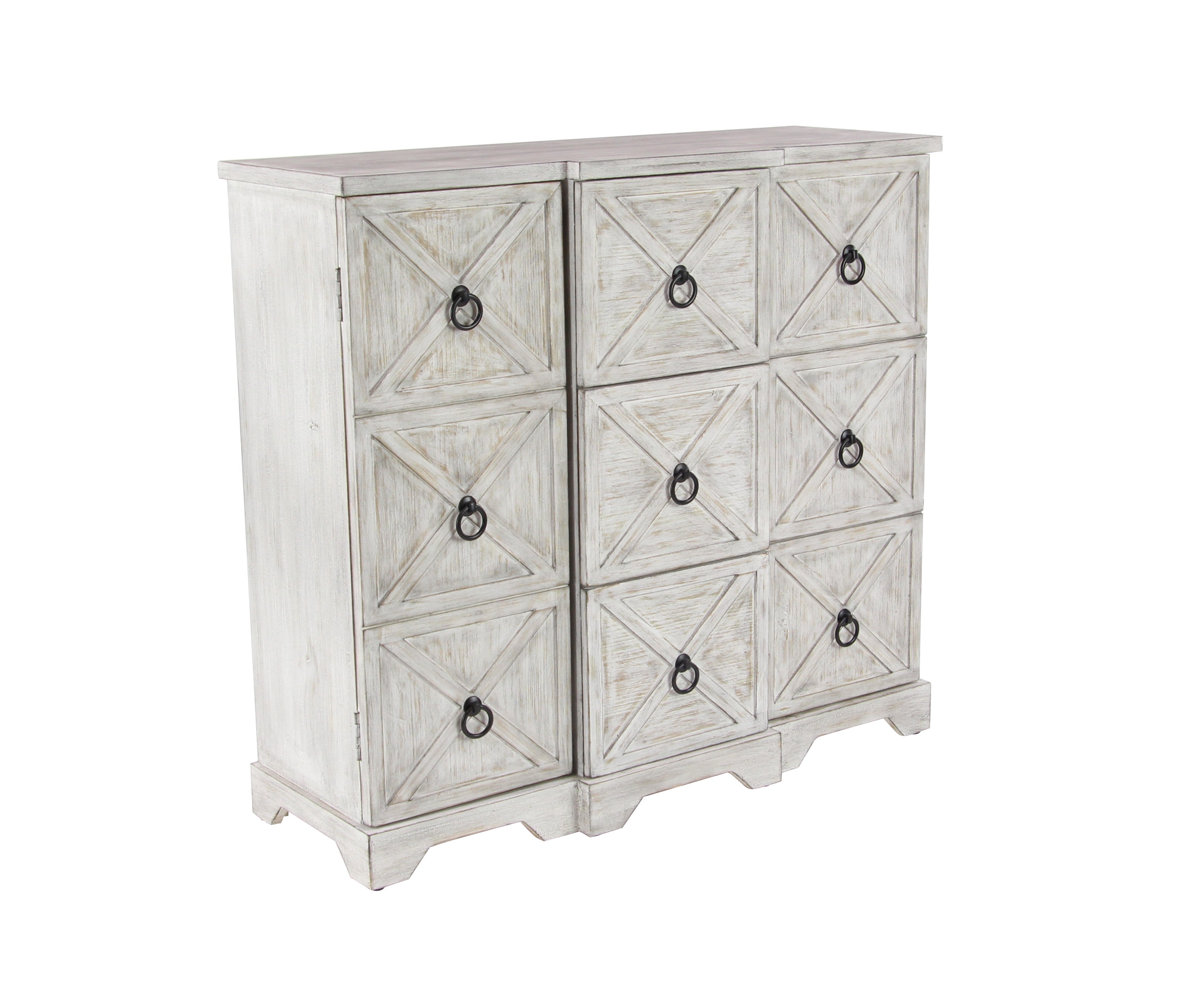 DecMode 36" x 33" White Wood 3 Drawers and 6 Shelves Cabinet, 1-Piece