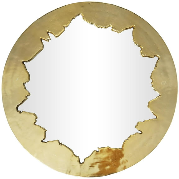 DecMode 36" x 36" Gold Handmade Live Edge Abstract Wall Mirror
