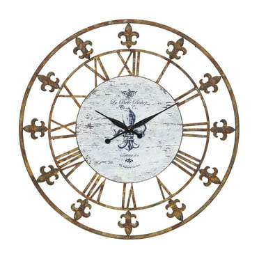 DecMode 36 x 36 In. Brown Metal Rustic Wall Clock