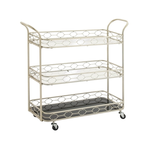 DecMode 36" x 38" Silver Metal Traditional Bar Cart