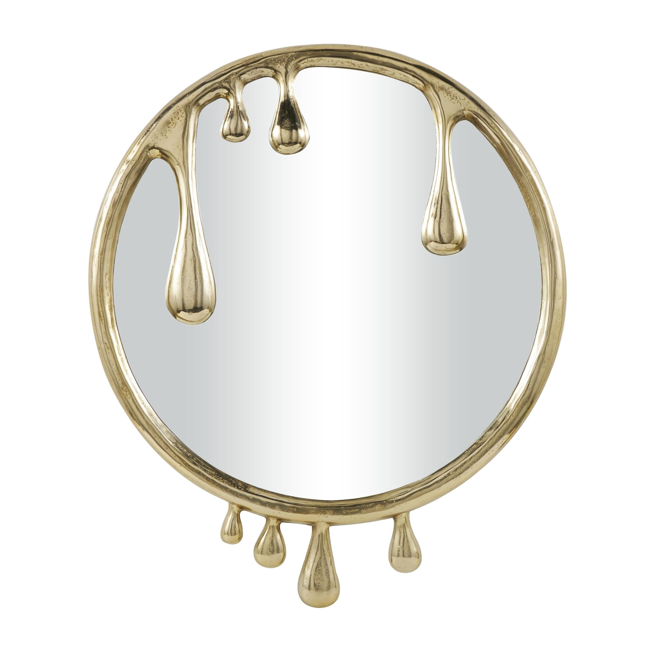 DecMode 36" x 43" Gold Melting Drip Abstract Wall Mirror
