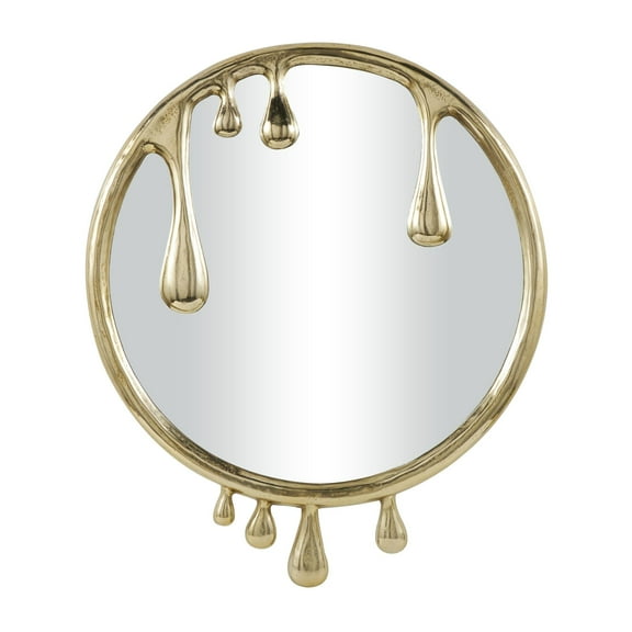DecMode 36" x 43" Gold Drip Abstract Wall Mirror with Melting Designed Frame