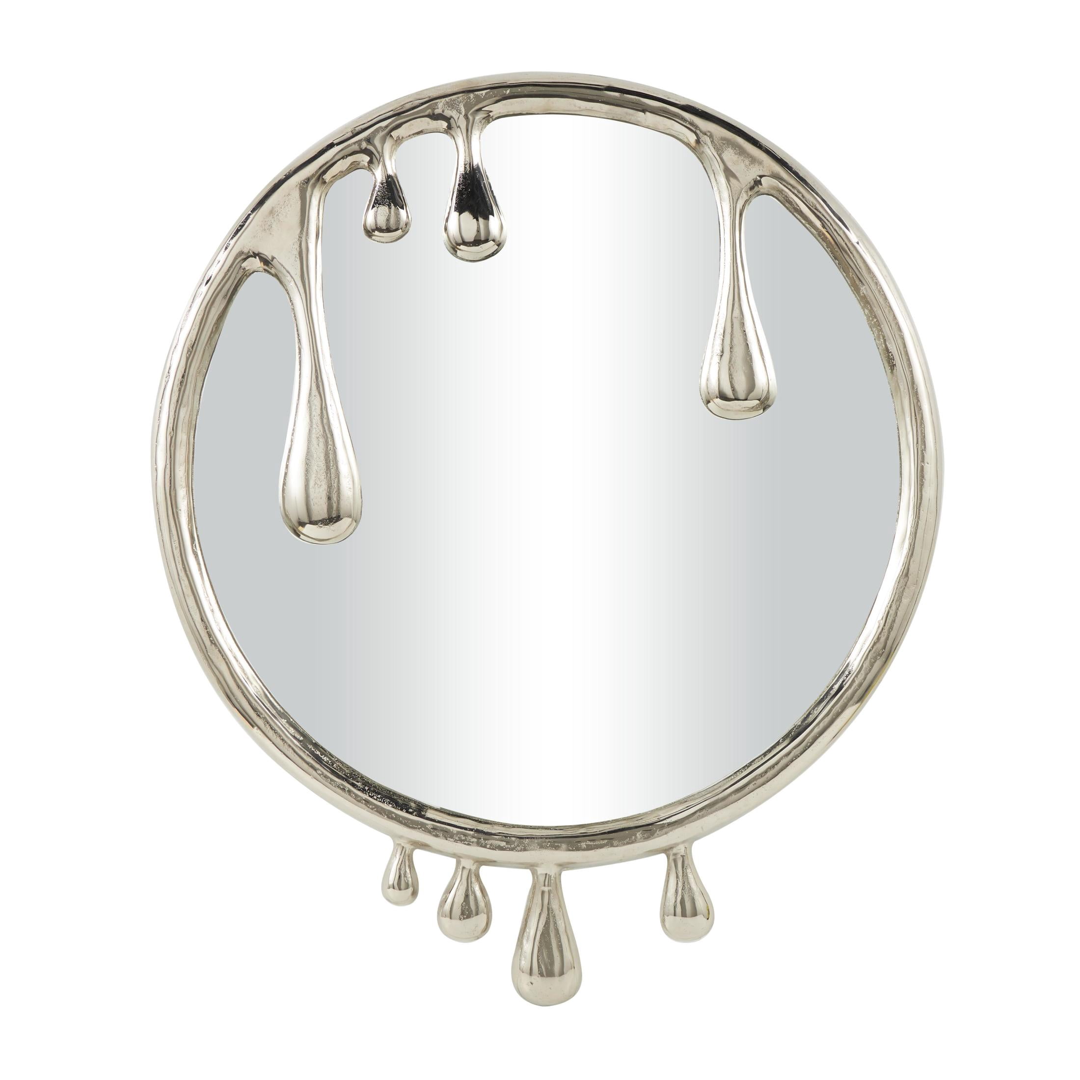 DecMode 36" x 43" Silver Melting Drip Abstract Wall Mirror