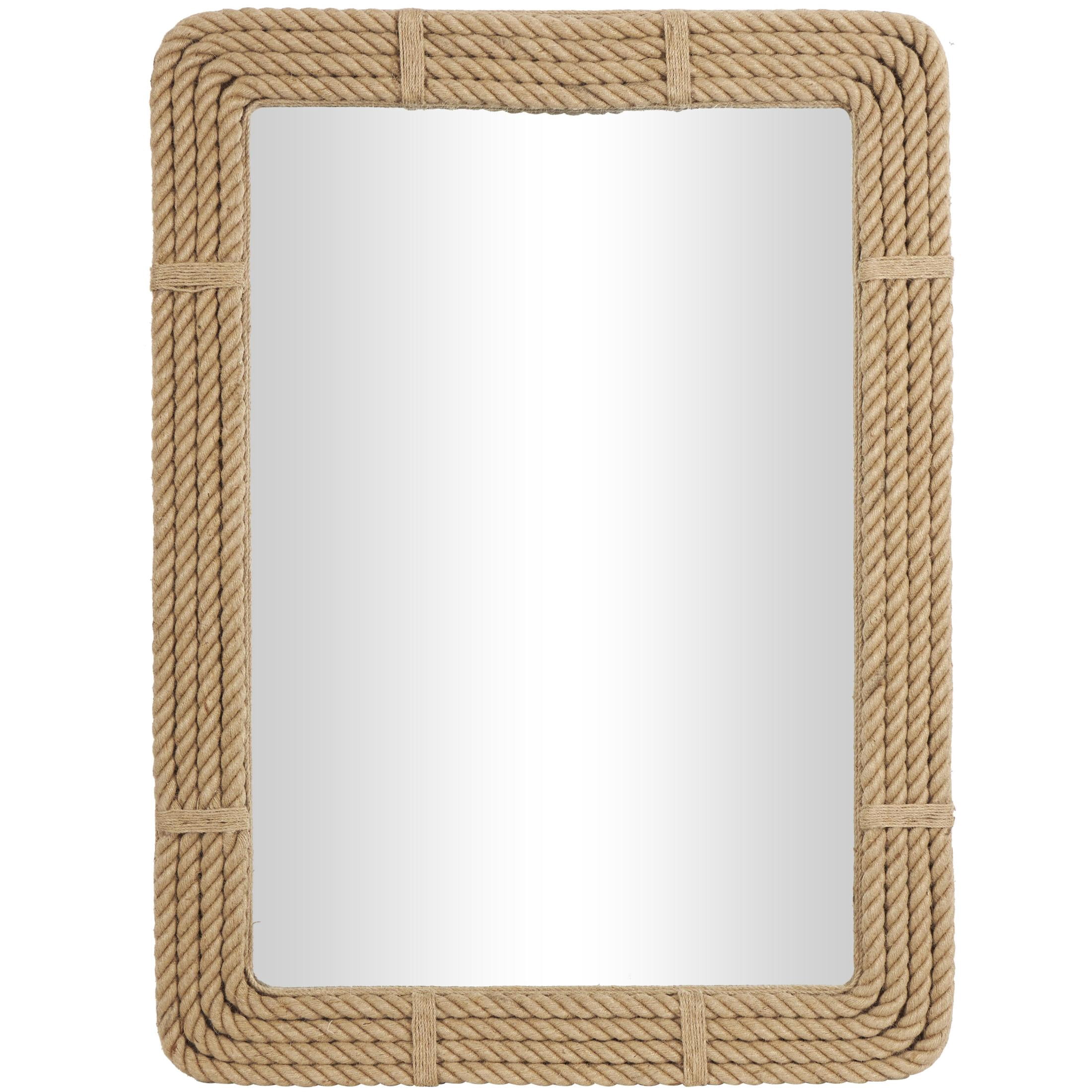 DecMode 36" x 48" Brown Handmade Woven Wall Mirror