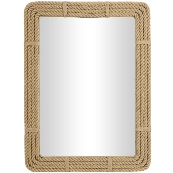 DecMode 36" x 48" Brown Handmade Woven Wall Mirror