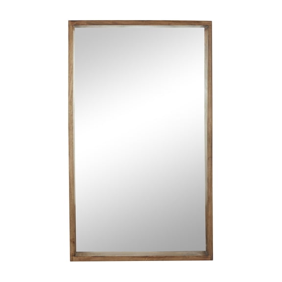 DecMode 36" x 60" Brown Wall Mirror with Natural Wood Grain and Deep Set Frame