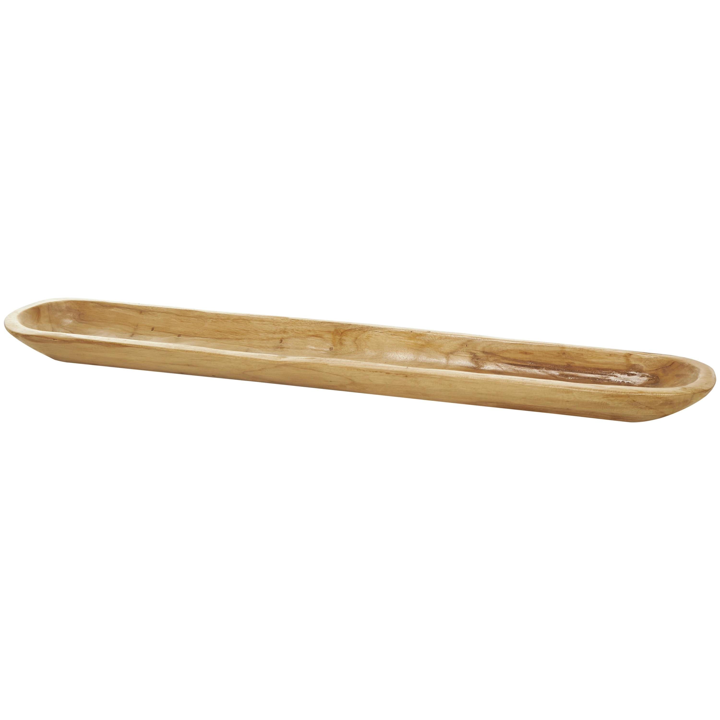 Rustic Lacquered Teak Wood Oval Tray, 36-inch