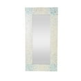thumbnail image 1 of DecMode 36" x 70" Cream Handmade Mosaic Wall Mirror with Blue Corners, 1 of 15