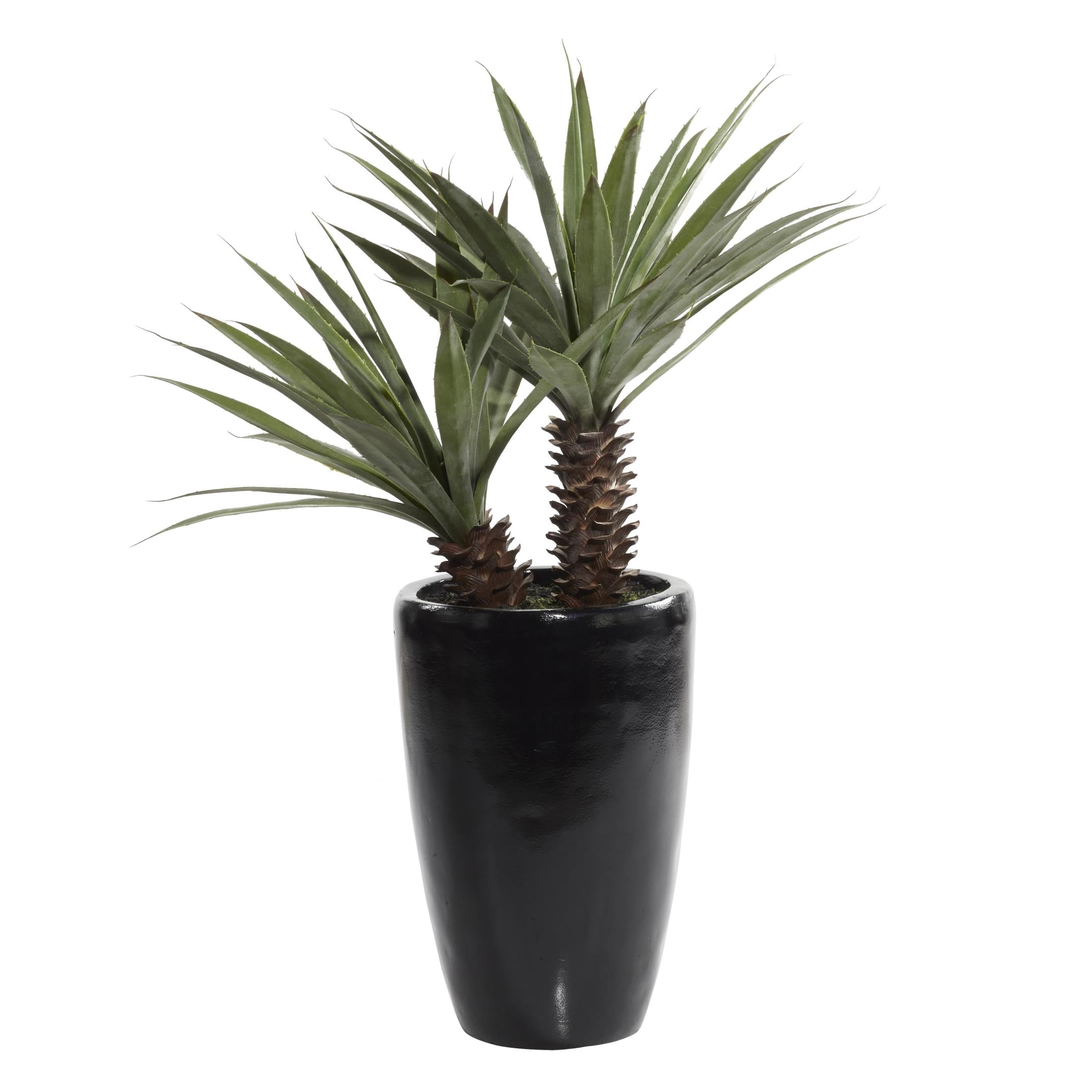 DecMode 37" Artificial Dracaena Plant in Realistic Leaves and Black Fiberglass Pot