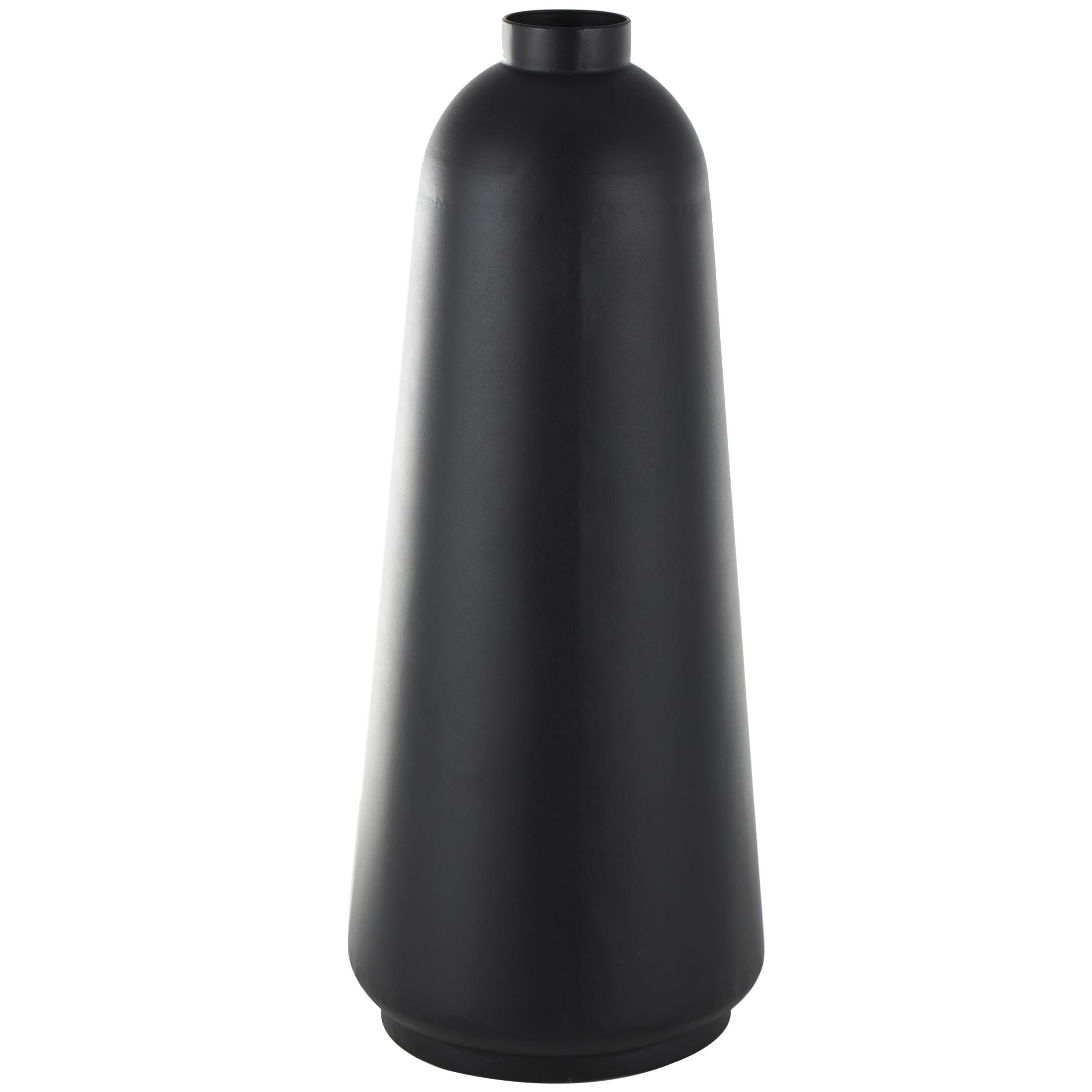 DecMode 37" Black Metal Vase with Narrow Opening