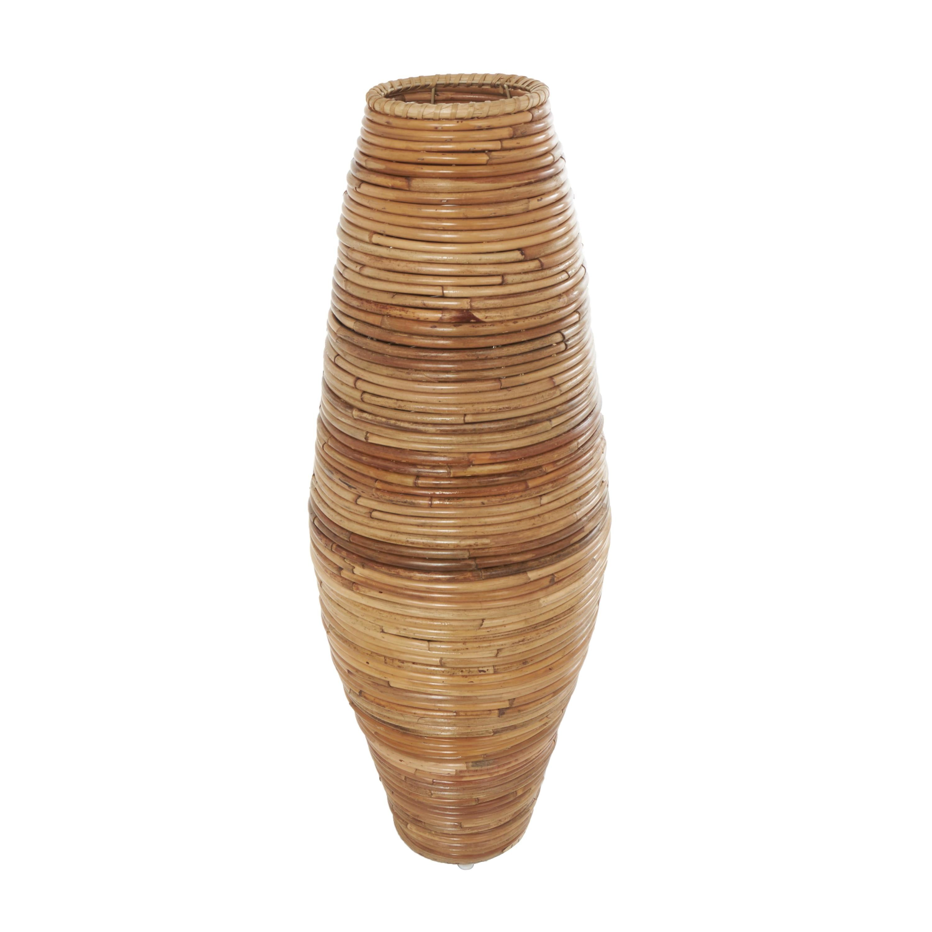 DecMode 37" Handmade Tall Wrapped Brown Rattan Vase