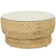 thumbnail image 1 of DecMode 37" x 19" Brown Rattan Handmade Woven Tapered Coffee Table with Glass Top, 1-Piece, 1 of 10