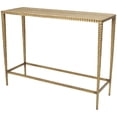 thumbnail image 1 of DecMode 37" x 28" Beige Marble Slim Rectangular Console Table with Hammered Gold Metal Legs, 1-Piece, 1 of 9