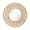 thumbnail image 1 of DecMode 37" x 37" Brown Handmade Stick Starburst Wall Mirror with Wrapped Details, 1 of 12