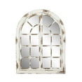 thumbnail image 1 of DecMode 37" x 48" White Window Pane Inspired Wall Mirror with Arched Top and Distressing, 1 of 13