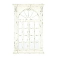 thumbnail image 1 of DecMode Cream Wood Distressed Vintage Scrolled Window Pane Room Wall Mirror with Arched Top and Columns, 37" x 3" x 52", 1 of 13