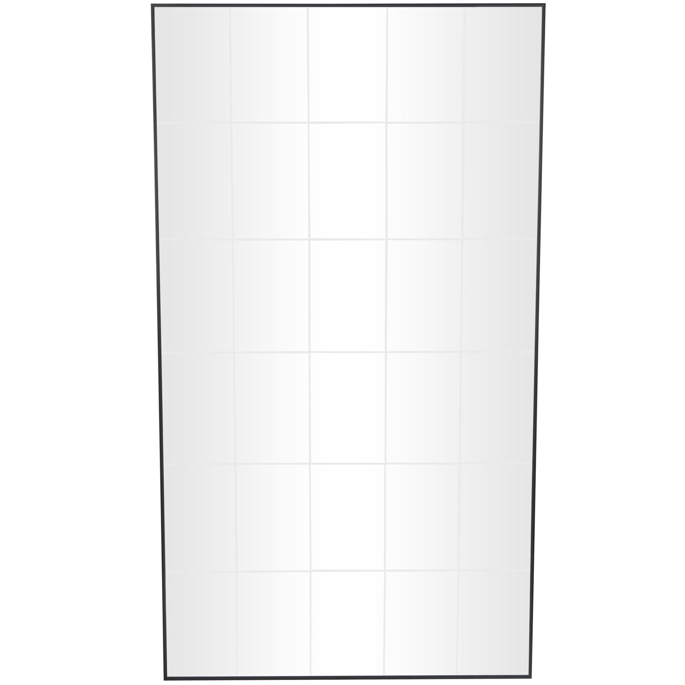 DecMode 37" x 67" Black Grid Style Panel Wall Mirror