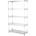 thumbnail image 1 of DecMode 38" x 69" Silver Metal Rectangular 4-Tier Shelving Unit with Clear Glass Top and Acrylic Legs, 1-Piece, 1 of 9