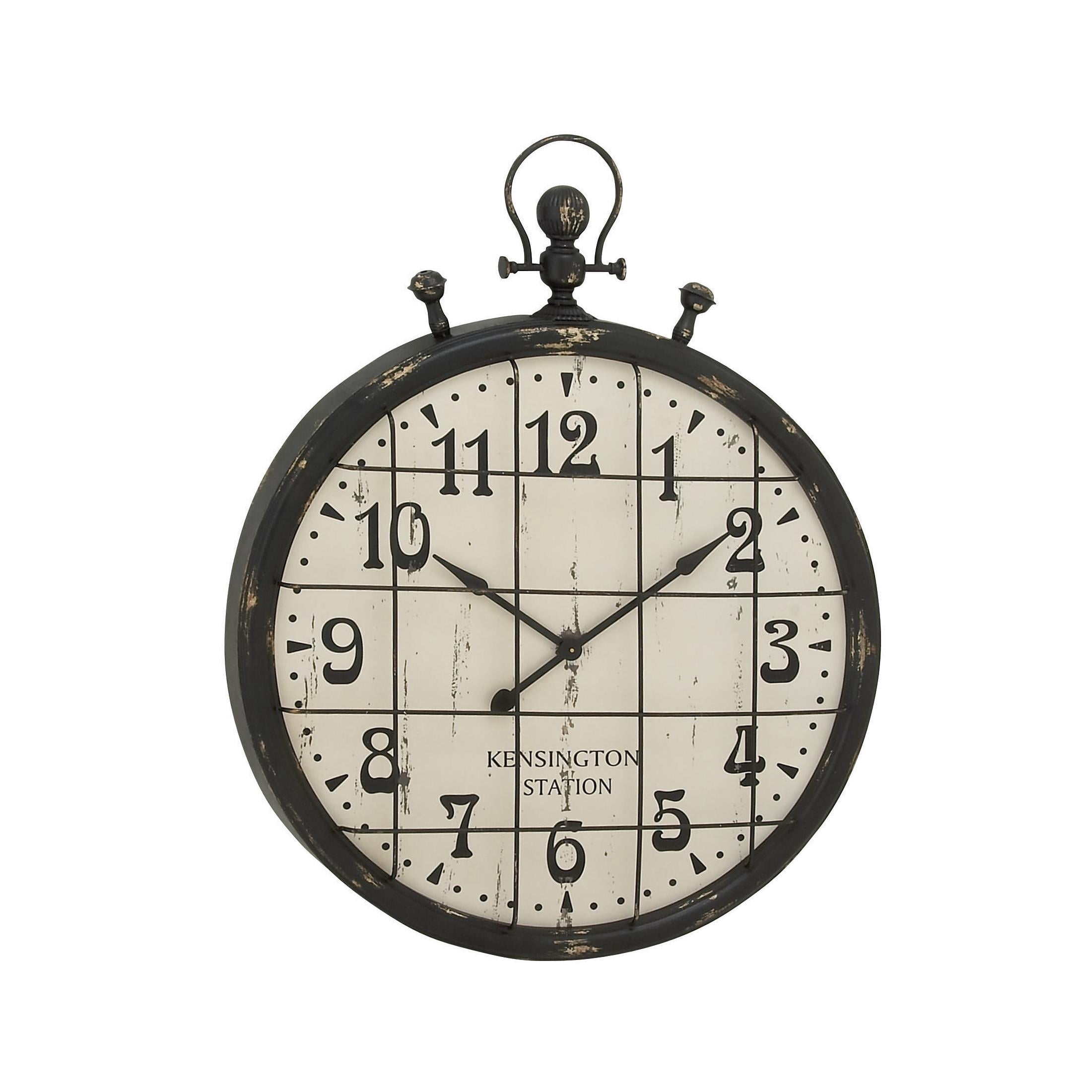 DecMode 39" Black Metal Pocket Watch Style Wall Clock