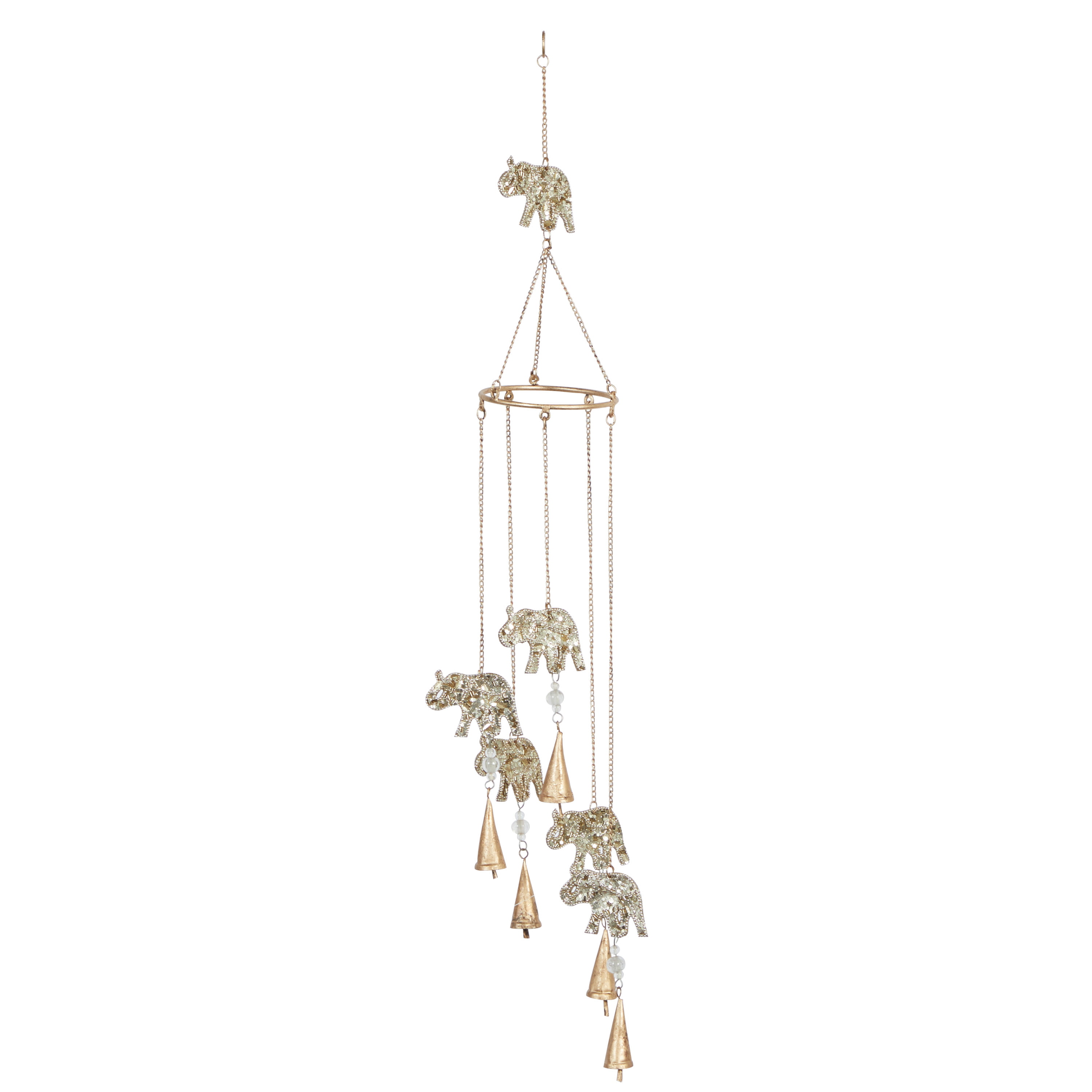 Decmode 39 inch Gold Metal Eclectic Windchime, Size: XL