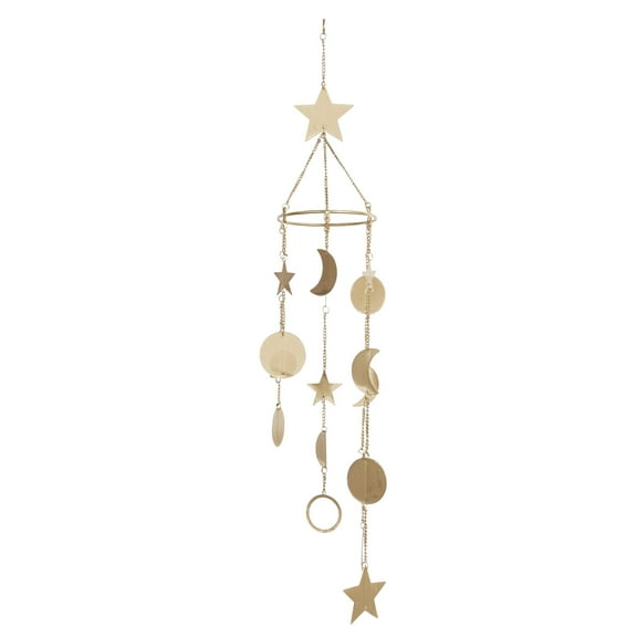 DecMode 39" Gold Metal Moon and Star Windchime