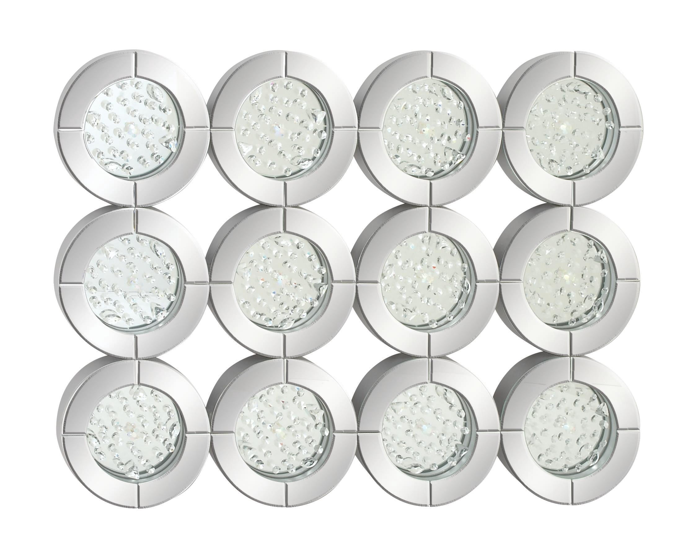 DecMode 39" x 29" Silver Wall Mirror with Floating Crystals