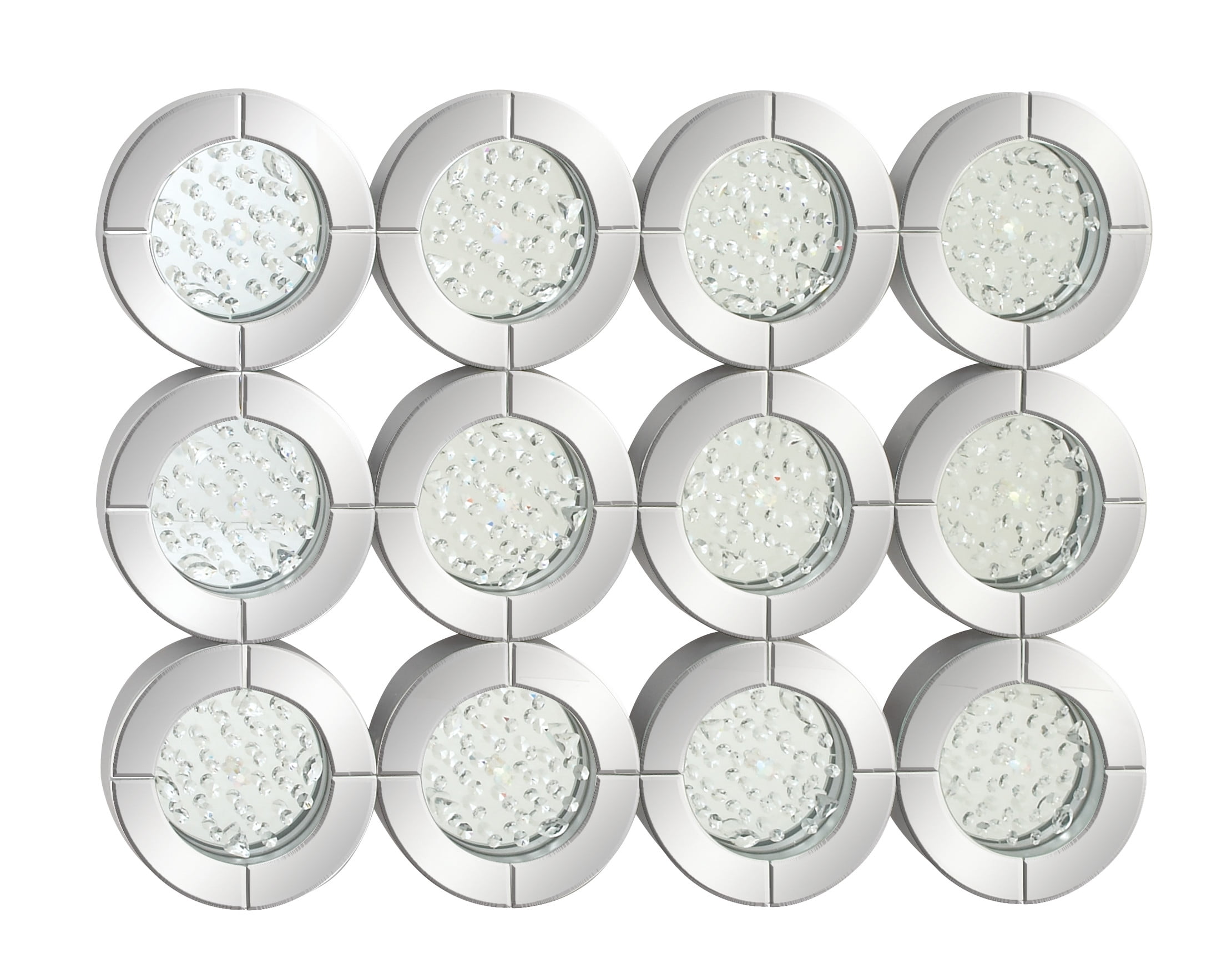 Luxe Reflections Silver Wood Wall Mirror with Crystal Accents 39" Round
