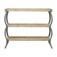 thumbnail image 1 of DecMode 39" x 33" Brown Wood 2 Shelves Console Table with Bowed Grey Metal Legs, 1-Piece, 1 of 9
