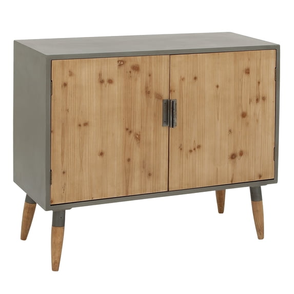 DecMode 39" x 34" Brown Wood 1 Shelf and 2 Doors Cabinet, 1-Piece