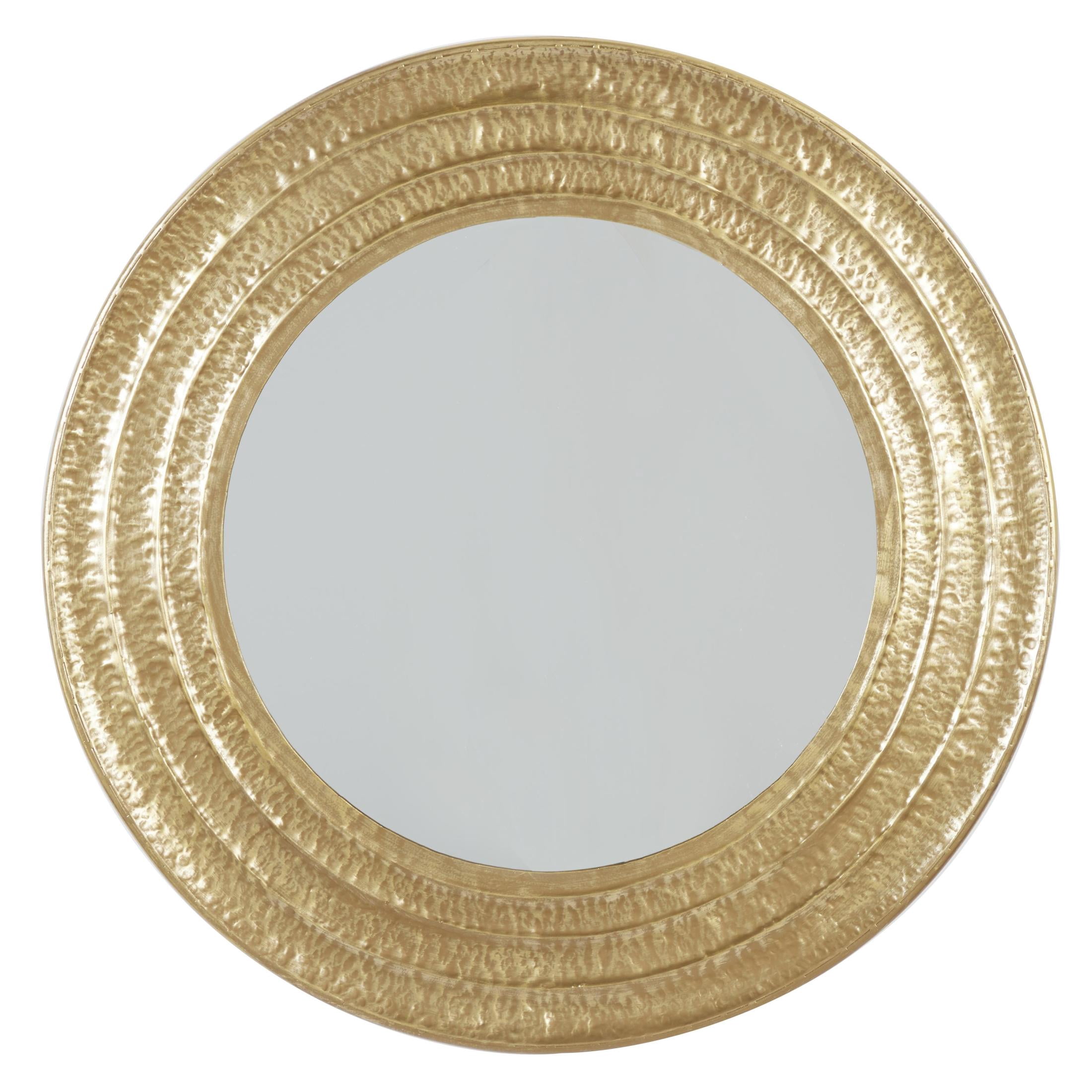 DecMode 39" x 39" Gold Hammered Textured Wall Mirror with Grooves