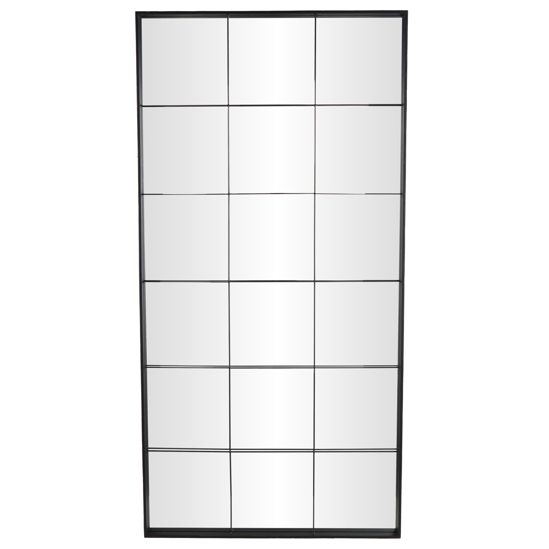 DecMode 39" x 79" Black Metal Window Pane Inspired Floor Mirror