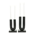thumbnail image 1 of DecMode 4 Candle Black Aluminum Geometric U-Shaped Candle Holder with Marble Bases, Set of 2, 1 of 13