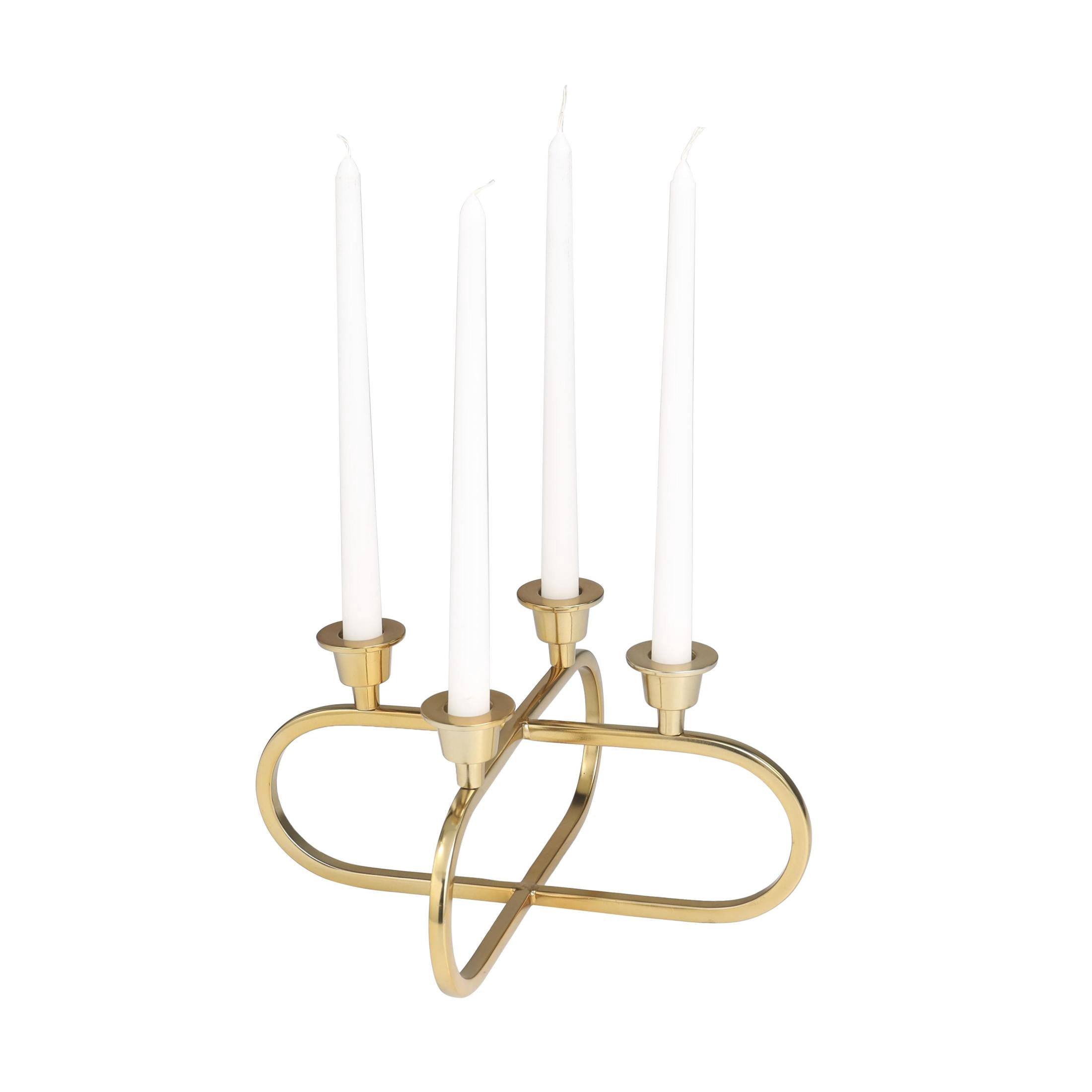 CosmoLiving by Cosmopolitan 4 Holder Gold Stainless Steel Metal Geometric Overlapping Oval Candelabra