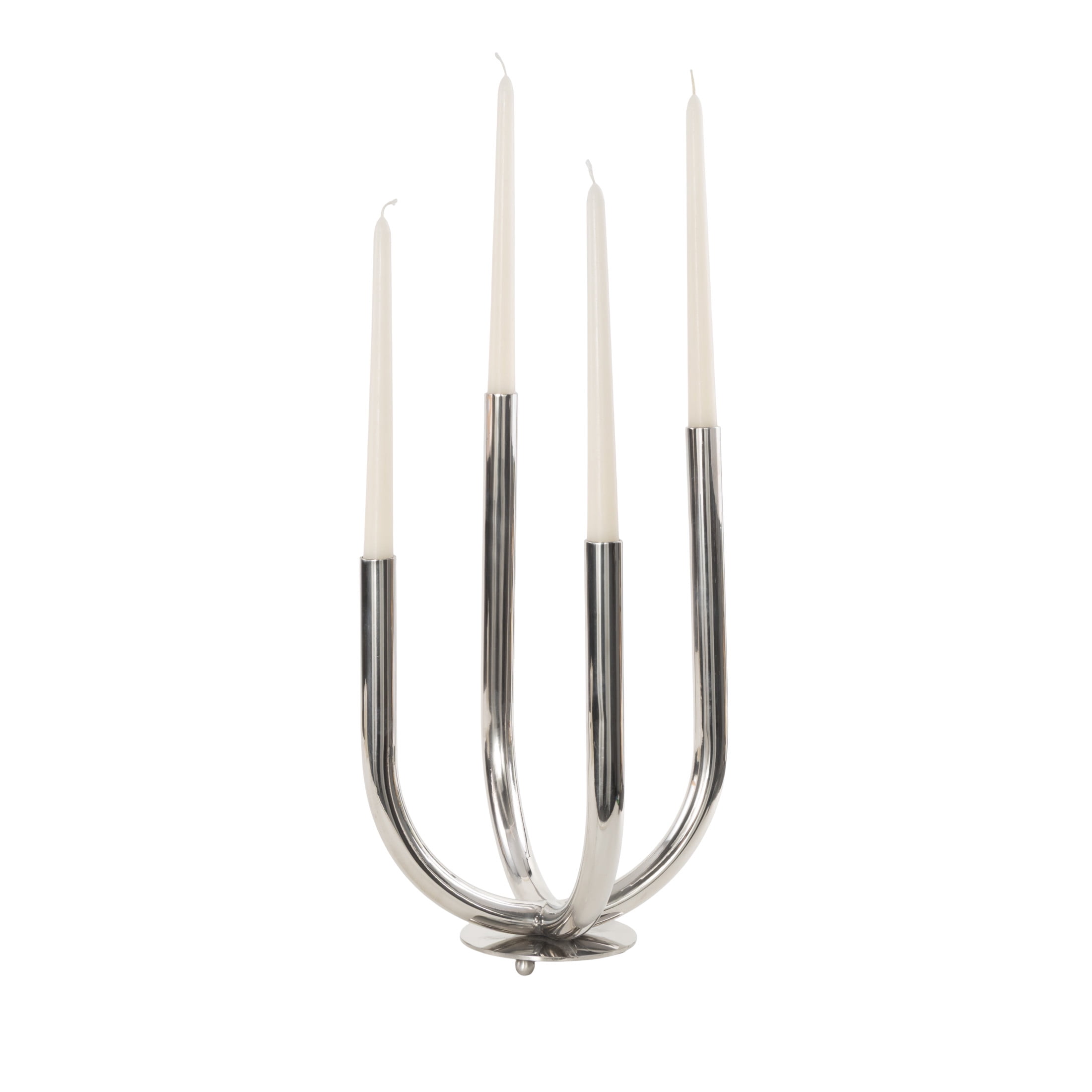 DecMode 4 Holder Silver Stainless Steel Metal Abstract U-Shaped Candelabra