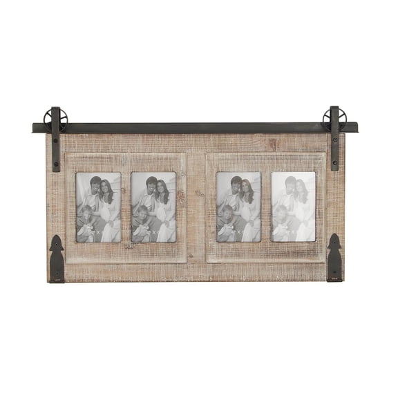 DecMode 4-Opening 4" x 6" Brown Wall Photo Frame with Metal Accent