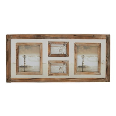 DecMode 4-Opening 8" x 10" Brown Wall Photo Frame with Wood Frame