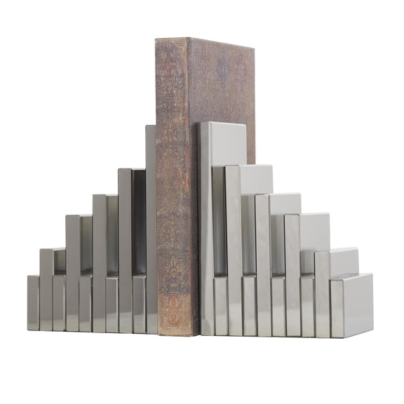 DecMode 4" Pyramid Geometric Silver Crystal Bookends (Set of 2)