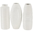 thumbnail image 1 of DecMode 4"W, 11"H Dimensional Ribbed White Ceramic Vase with Varying Shapes, Set of 3, 1 of 13