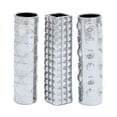 thumbnail image 1 of DecMode 4"W, 12"H Geometric Silver Ceramic Vase with Varying Patterns, Set of 3, 1 of 14
