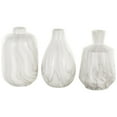 thumbnail image 1 of DecMode 4"W, 8"H Marble Inspired White Ceramic Vase with Varying Shapes, Set of 3, 1 of 9