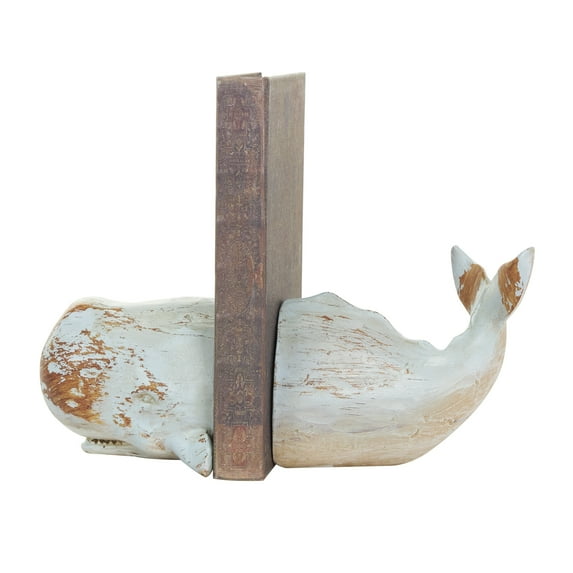 DecMode 4" Whale Polystone Bookends (Set of 2)