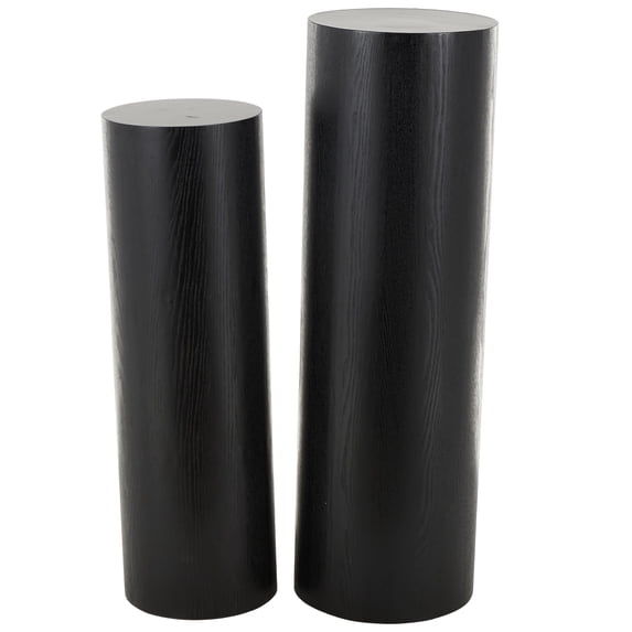 DecMode 40", 34"H Black Wood Handmade Pedestal Pedestal Table, 2-Pieces
